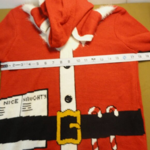 RUE 21 RED WOMENS szSMALL UGLY CHRISTMAS SWEATER WITH HOOD LD 6888 - Picture 8 of 10
